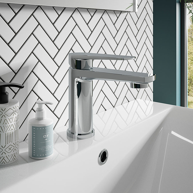 Nuie Bailey Mono Basin Mixer with Push Button Waste - BAI305  Profile Large Image