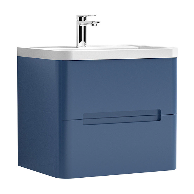 Nuie Elbe Satin Blue 600mm Wall Hung 2-Drawer Vanity Unit - PAR302A Large Image