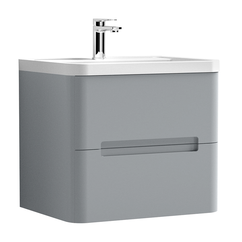 Nuie Elbe Satin Grey 600mm Wall Hung 2Drawer Vanity Unit PAR202A