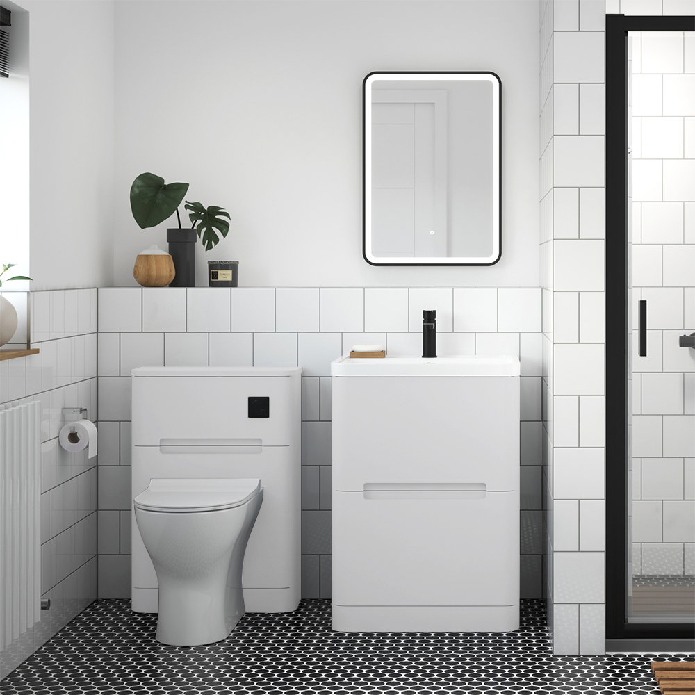 Nuie Elbe Satin White 600mm Floor Standing 2Drawer Vanity Unit PAR101A