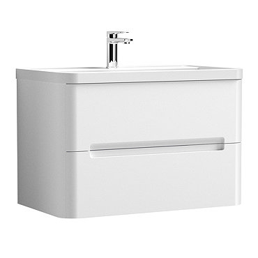 Nuie Elbe Satin White 800mm Wall Hung 2-Drawer Vanity Unit - PAR104A  Profile Large Image