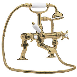 Nuie Luxury Beaumont 3/4 Inch Cranked Bath Shower Mixer - Brushed Brass