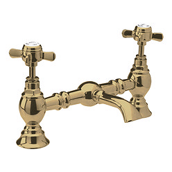 Nuie Luxury Beaumont Bridge Basin Mixer - Brushed Brass