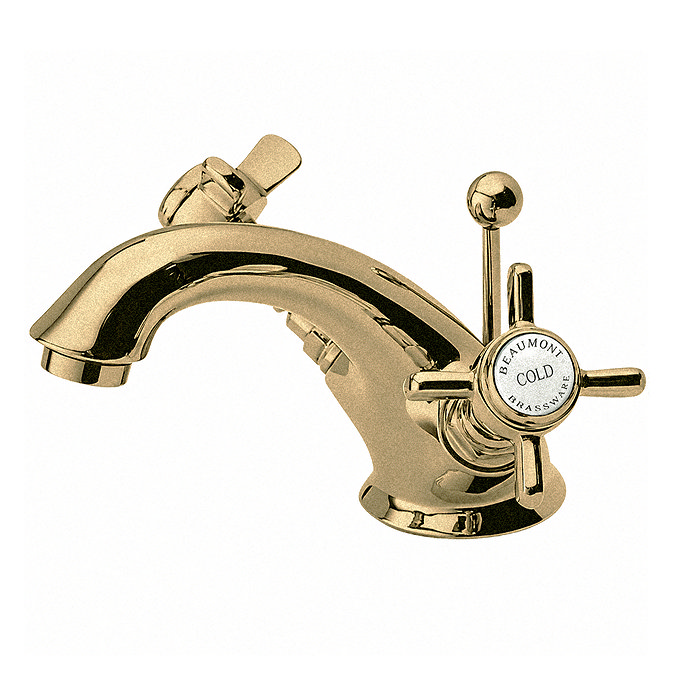 Nuie Luxury Beaumont Mono Basin Mixer with Pop Up Waste - Brushed Brass