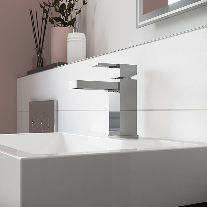 Nuie Sanford Chrome Mono Basin Mixer with Push Button Waste - SAN305  Profile Large Image