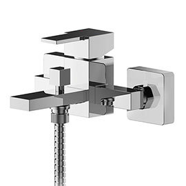 Nuie Sanford Chrome Wall Mounted Bath Shower Mixer + Shower Kit - SAN316 Medium Image