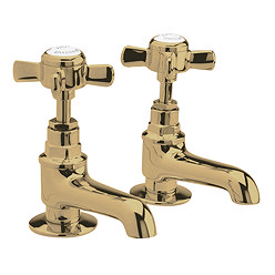 Nuie Traditional Beaumont Long Nose Basin Taps - Brushed Brass