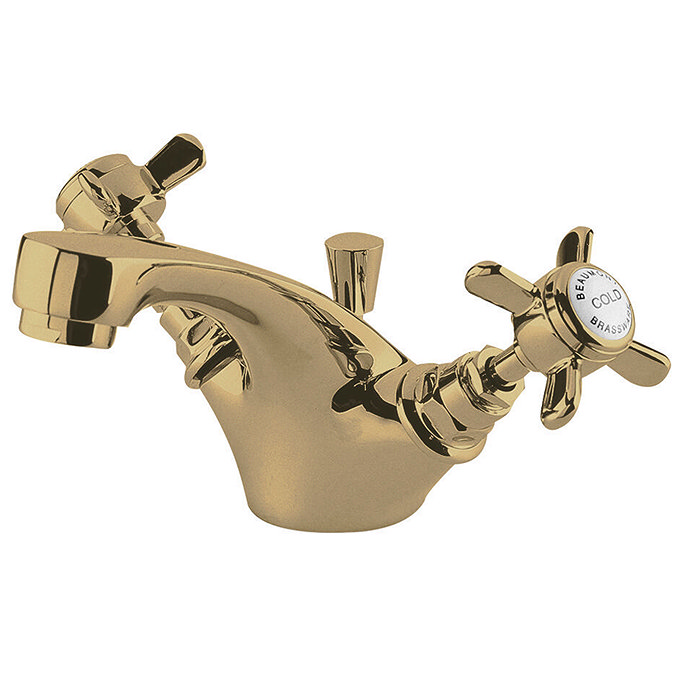 Nuie Traditional Beaumont Mono Basin Mixer Tap with Pop Up Waste - Brushed Brass