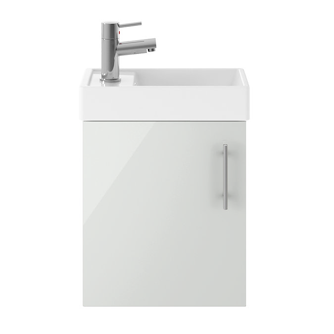 Nuie Vault 400mm Grey Mist Compact Wall Hung Vanity Basin Unit Large Image
