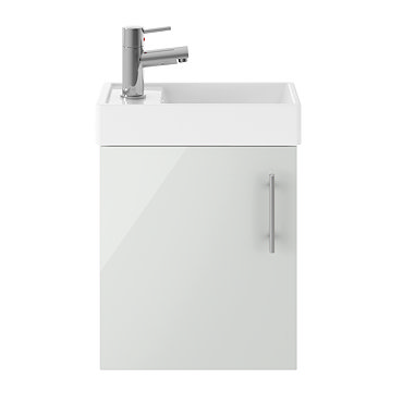 Nuie Vault 400mm Grey Mist Compact Wall Hung Vanity Basin Unit  Profile Large Image