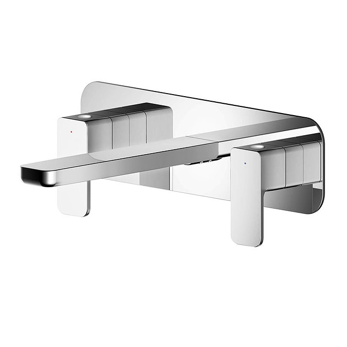 Nuie Windon Chrome 3TH Wall Mounted Basin Mixer - WIN350 Large Image