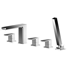 Nuie Windon Chrome Deck Mounted 5TH Bath Shower Mixer - WIN314 Large Image