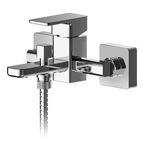 Nuie Windon Chrome Wall Mounted Bath Shower Mixer + Shower Kit - WIN316 Large Image