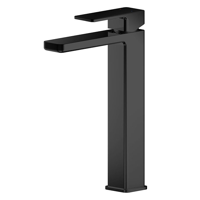 Turin Square Black High Rise Mono Basin Mixer Large Image