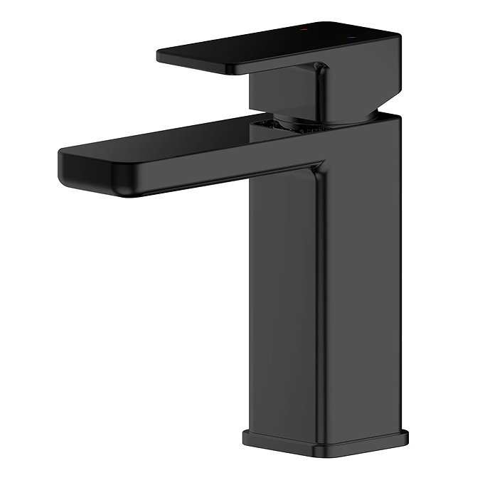 Turin Square Black Mono Basin Mixer with Push Button Waste Large Image