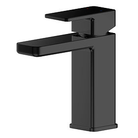 Turin Square Black Mono Basin Mixer with Push Button Waste Large Image