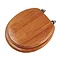 Solid Wood Oak Toilet Seat with Chrome Effect Hinges - 1604015 Large Image