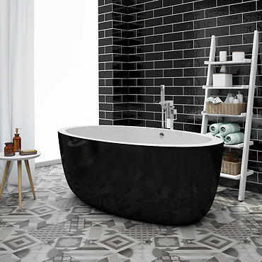 Oceania Black Modern Oval Double Ended Bath (1700 x 900mm) Profile Large Image