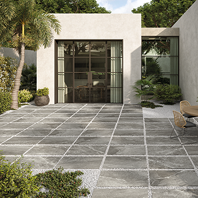 Odea Outdoor Anthracite Stone Effect Floor Tile - 600 x 900mm