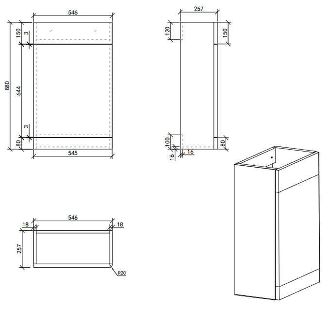 Odyssey Grey Combination Furniture Pack with Brushed Brass Handle (Excludes Pan + Cistern)