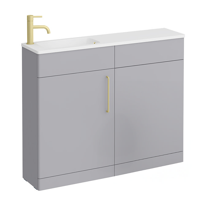 Odyssey Grey Combination Furniture Pack with Brushed Brass Handle (Excludes Pan + Cistern)