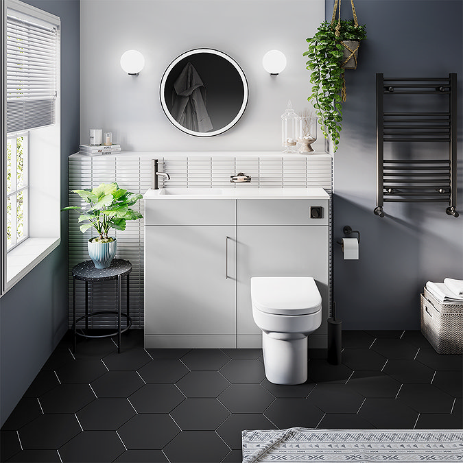 Odyssey Grey Combination Furniture Pack with Matt Black Handle (Excludes Pan + Cistern)