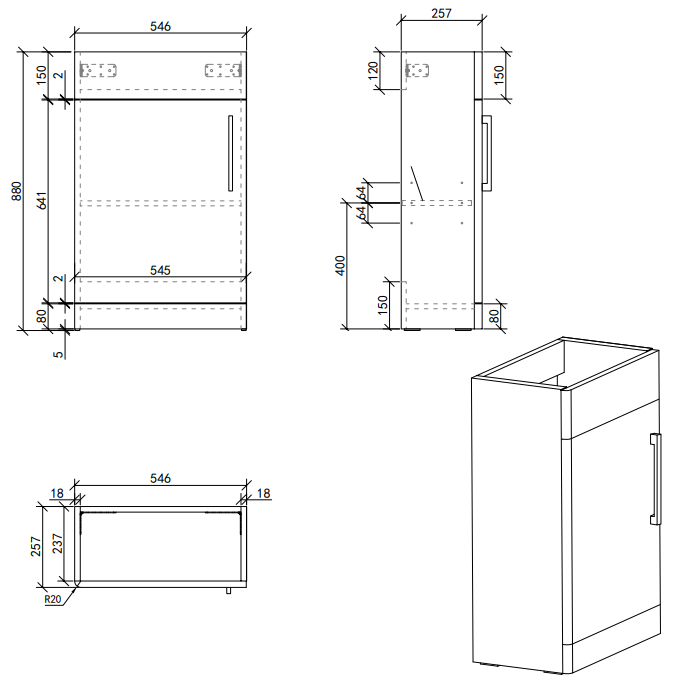 Odyssey Grey Combination Furniture Pack with Matt Black Handle (Excludes Pan + Cistern)