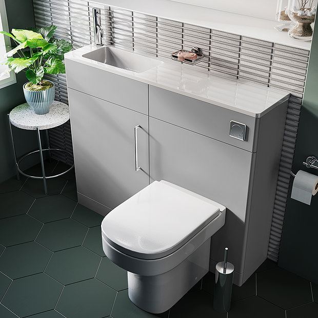 Odyssey Grey Combination Vanity and WC Unit with Chrome Handle and Flush