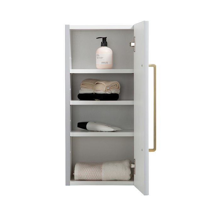 Odyssey Grey Wall Hung Cabinet with Brushed Brass Handle - 650mm