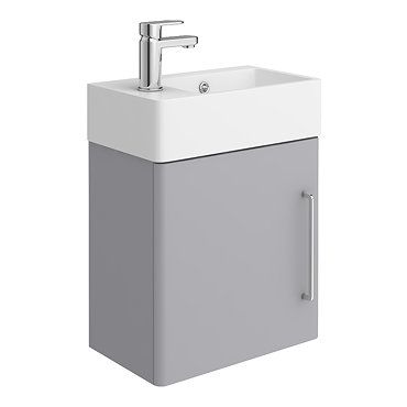 Odyssey Grey Wall Hung Cloakroom Vanity Unit - 450mm Wide with Chrome Handle (Left Hand Option)