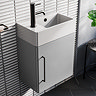 Odyssey Grey Wall Hung Cloakroom Vanity Unit - 450mm Wide with Matt Black Handle (Left Hand Option)