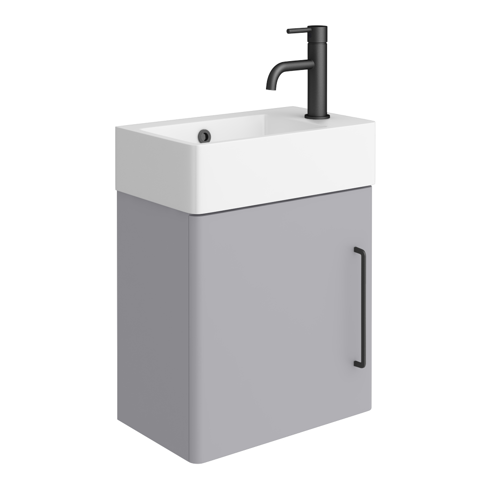 Odyssey Grey Wall Hung Cloakroom Vanity Unit 450mm Wide with Matt