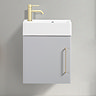 Odyssey Grey Wall Hung Cloakroom Vanity Unit - LH 450mm Wide with Brushed Brass Handle