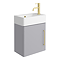 Odyssey Grey Wall Hung Cloakroom Vanity Unit - 450mm Wide with Brushed Brass Handle (Right Hand Option)