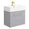 Odyssey Grey Wall Hung Vanity Unit - 600mm Wide with Brushed Brass Handle