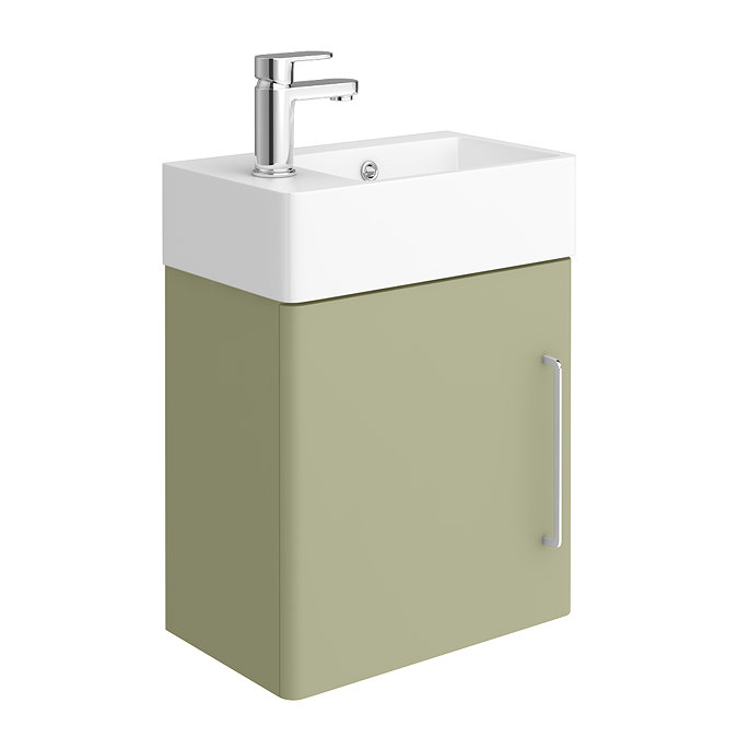 Odyssey Sage Wall Hung Cloakroom Vanity Unit - 450mm Wide with Chrome Handle (Left Hand Option)