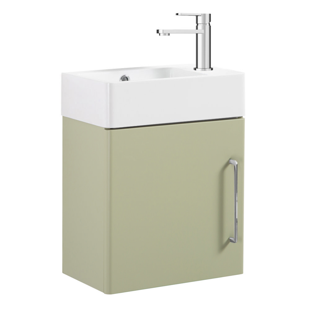 Odyssey Sage Wall Hung Cloakroom Vanity Unit 450mm Wide with Chrome