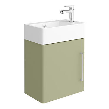 Odyssey Sage Wall Hung Cloakroom Vanity Unit - 450mm Wide with Chrome Handle (Right Hand Option)