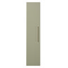 Odyssey Sage Wall Hung Tall Storage Unit with Brushed Brass Handle - 1400mm