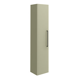 Odyssey Sage Wall Hung Tall Storage Unit with Matt Black Handle - 1400mm