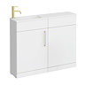 Odyssey White Combination Furniture Pack with Brushed Brass Handle (Excludes Pan + Cistern)