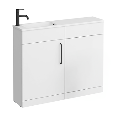 Odyssey White Combination Furniture Pack with Matt Black Handle (Excludes Pan + Cistern)