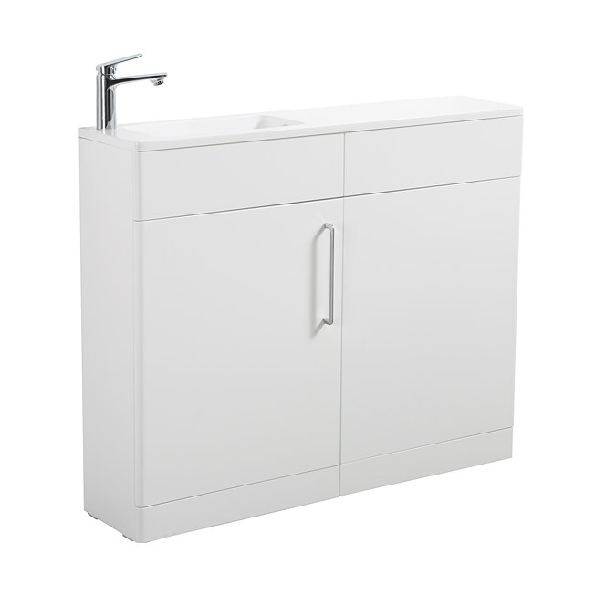 Odyssey White Combination Vanity and WC Unit with Chrome Handle and Flush