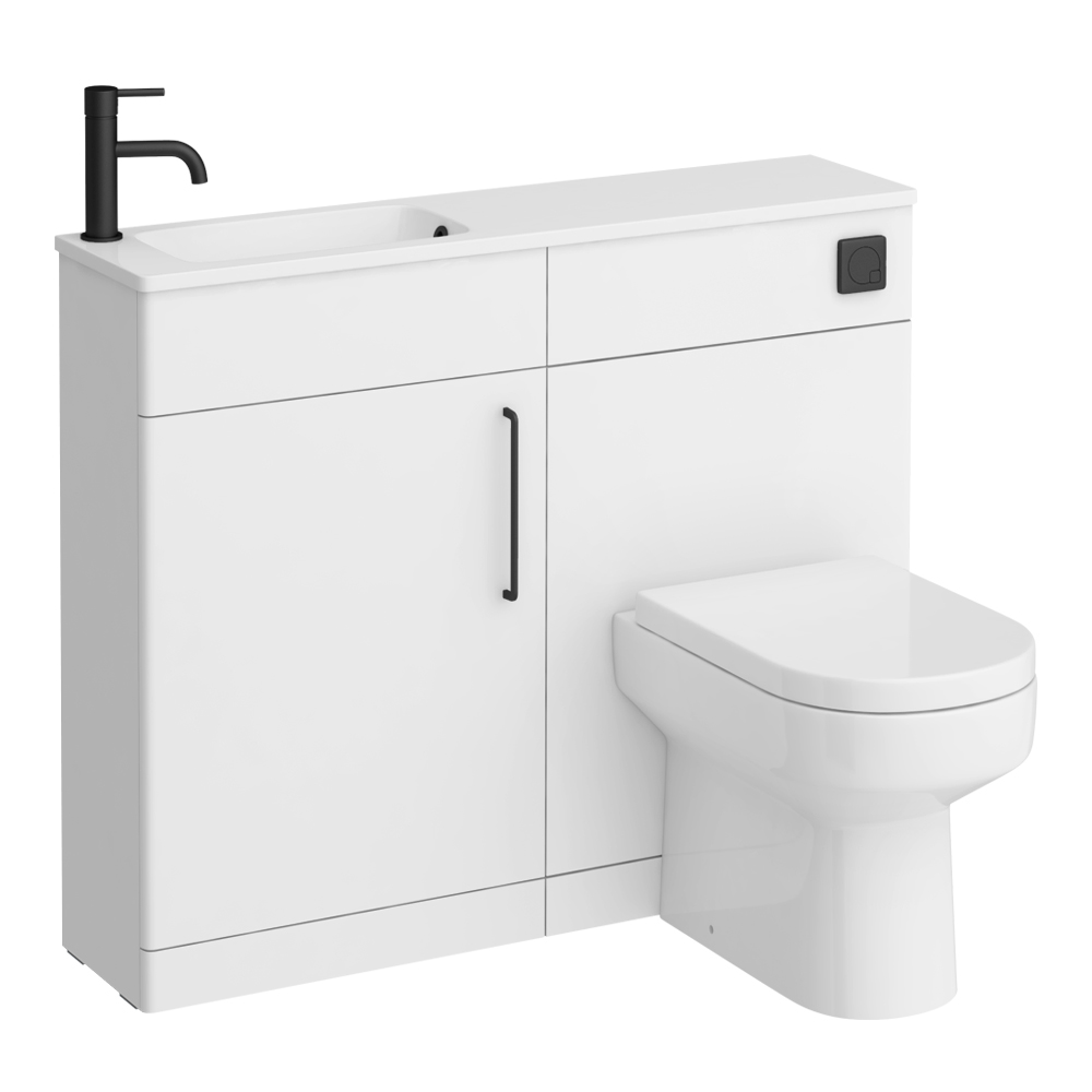 Odyssey White Combination Vanity and WC Unit with Matt Black Handle and ...