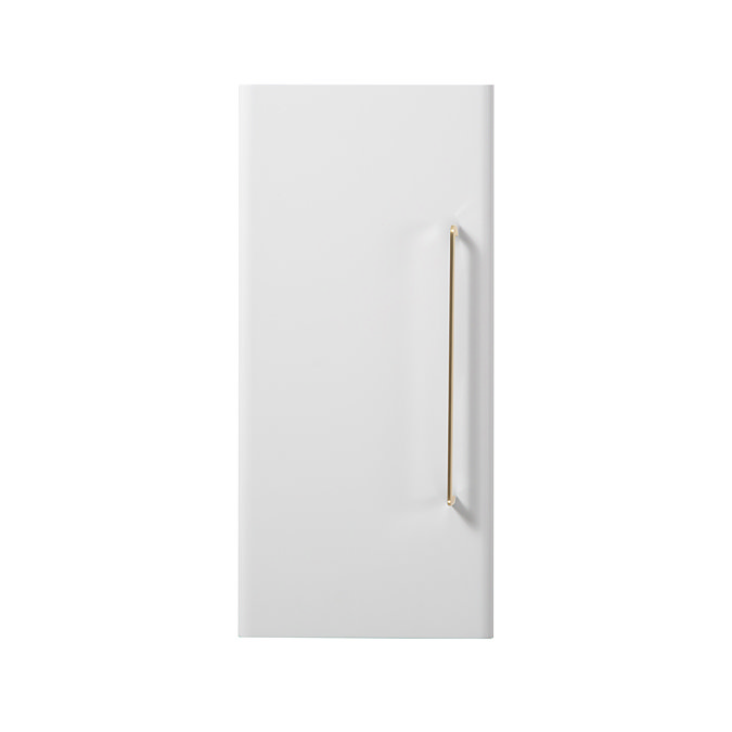 Odyssey White Wall Hung Cabinet with Brushed Brass Handle - 650mm