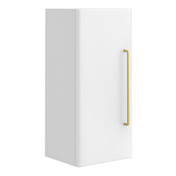 Odyssey White Wall Hung Cabinet with Brushed Brass Handle - 650mm