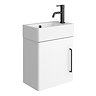Odyssey White Wall Hung Cloakroom Vanity Unit - 450mm Wide with Matt Black Handle (Right Hand Option)