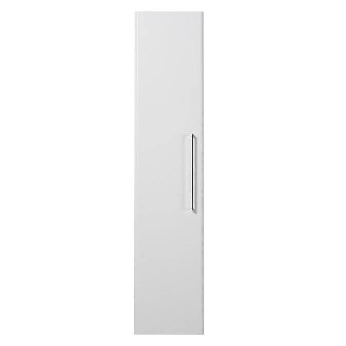 Odyssey White Wall Hung Tall Storage Unit with Chrome Handle - 1400mm