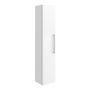 Odyssey White Wall Hung Tall Storage Unit with Chrome Handle - 1400mm