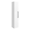 Odyssey White Wall Hung Tall Storage Unit with Matt Black Handle - 1400mm